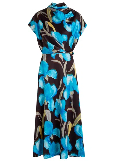 REBECCA VALLANCE REBECCA VALLANCE INGRID FLORAL-PRINT MOIRÉ MIDI DRESS