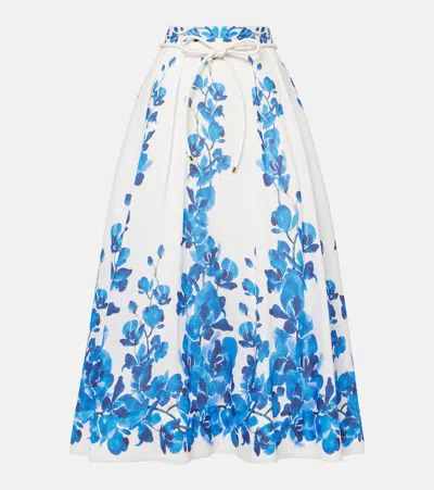 REBECCA VALLANCE ORCHID BLUES FLORAL MIDI SKIRT