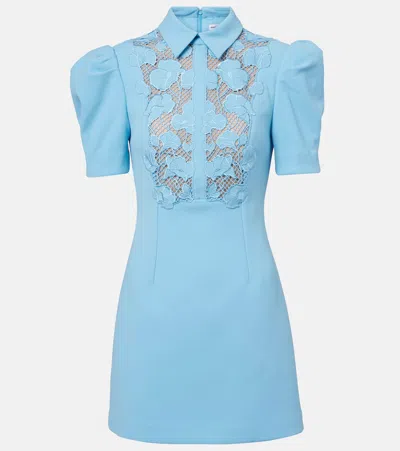 REBECCA VALLANCE SKYE LACE-TRIMMED CRÊPE MINIDRESS