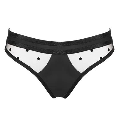 RECKLESS WOLF WOMEN'S BLACK SINNER BRIEF - DOT TULLE & SOFT LYCRA HIPSTER