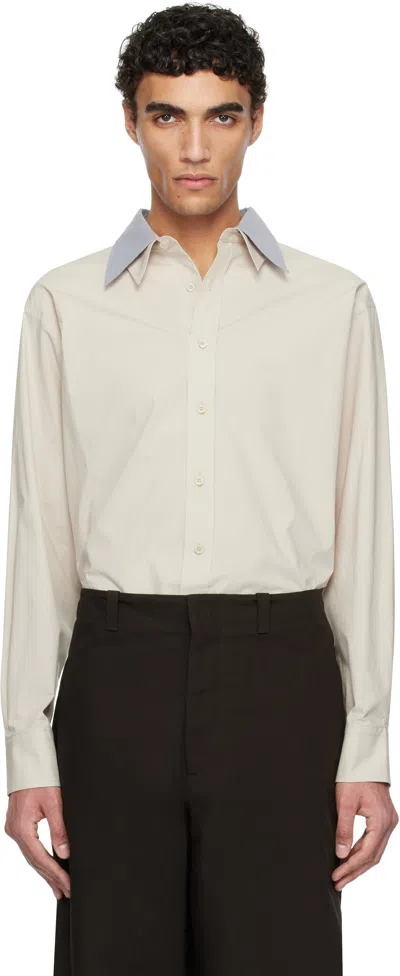 RECTO BEIGE CONTRAST DOUBLE COLLAR SHIRT