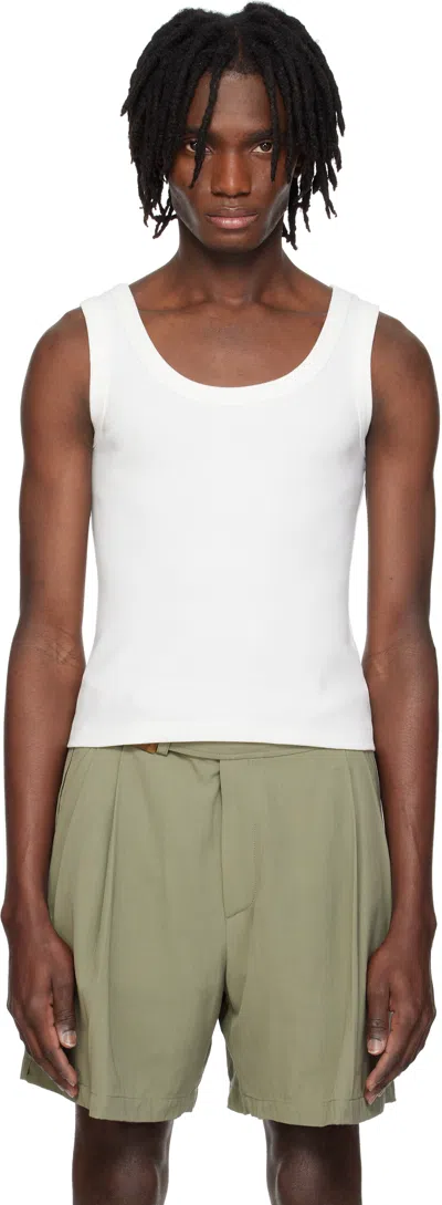 RECTO OFF-WHITE SCOOP NECK JERSEY TANK TOP