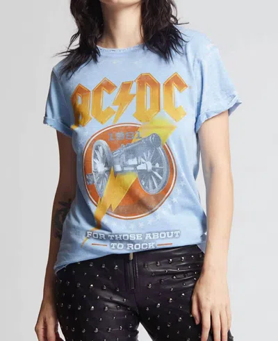 RECYCLED KARMA AC/DC ABOUT TO ROCK TEE IN WASHED DENIM
