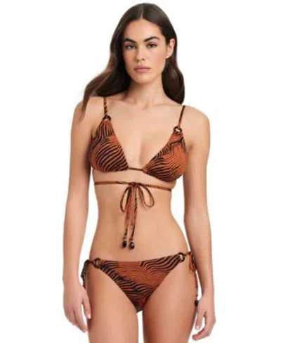 RED CARTER WOMENS STRAPPY BACK TRIANGLE BIKINI TOP HIPSTER BIKINI BOTTOMS