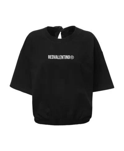 RED VALENTINO LOGO T-SHIRT WITH ROUND NECK