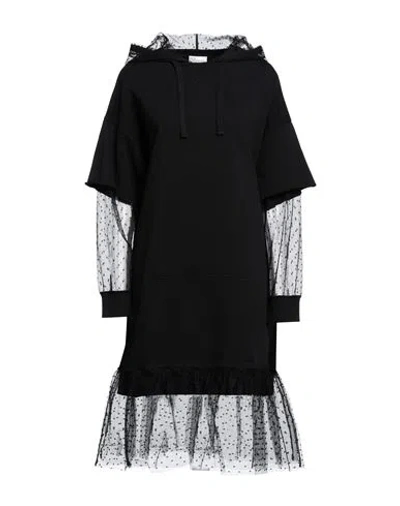 RED VALENTINO RED VALENTINO WOMAN MIDI DRESS BLACK SIZE S COTTON, ELASTANE