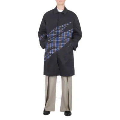 REDEMPTIVE REDEMPTIVE MEN'S NAVY AND BLUE CHECK SEAMLESS BONDING PATTERN COAT