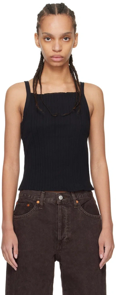 RE/DONE BLACK SQUARE NECK TANK TOP