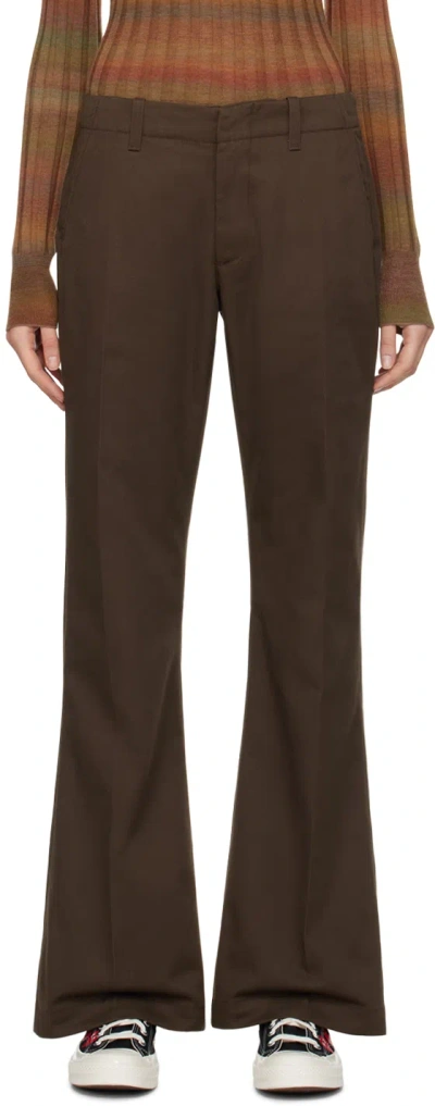 RE/DONE BROWN FLARED TROUSERS