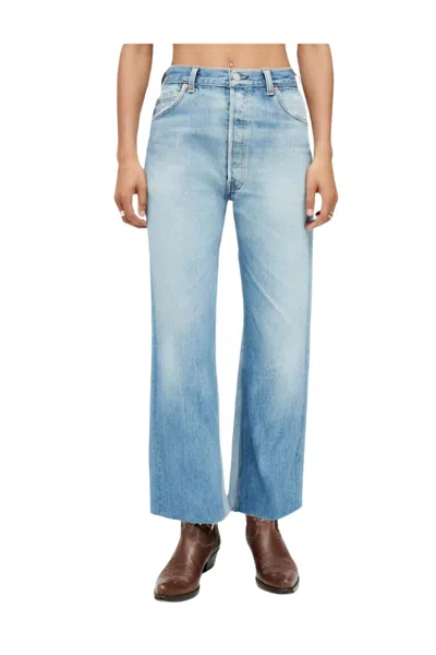 RE/DONE HIGH RISE WIDE LEG CROP JEANS IN INDIGO