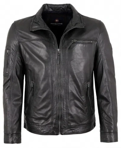 REDPOINT REDPOINT - HERREN ECHTLEDER LEDERJACKE NEUSEELÄNDISCHES LAMMNAPPA SCHWARZ