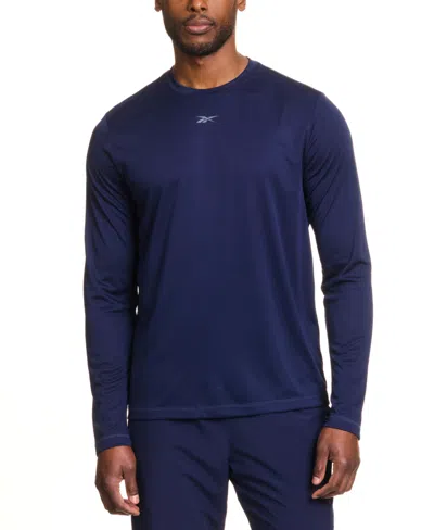 REEBOK MEN'S TECH LONG SLEEVE CREWNECK LOGO T-SHIRT