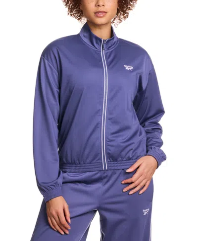 REEBOK WOMEN'S TRICOT FULL-ZIP LOGO JACKET