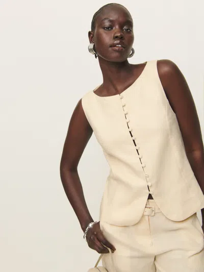 REFORMATION ADDISON LINEN TOP IVORY XS