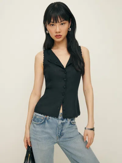 REFORMATION AMELA LINEN TOP BLACK 12