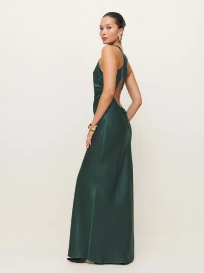 REFORMATION ANAIIS SILK DRESS GREEN 10