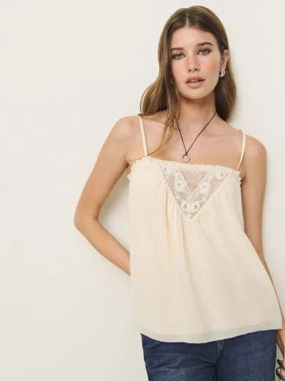 REFORMATION ANNAMARIE TOP IVORY LACE MEDIUM