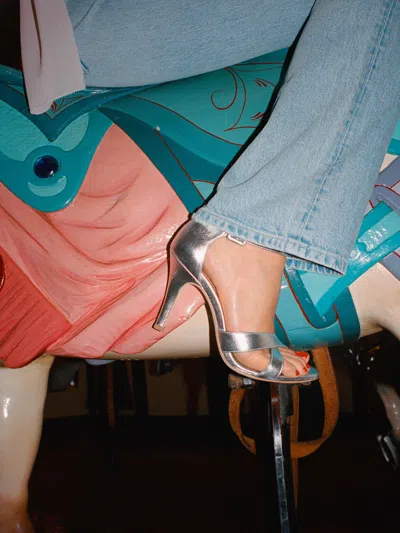 REFORMATION ANORA HEELED SANDAL SILVER 10.5