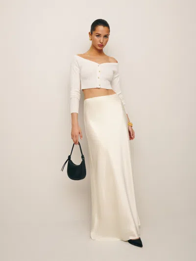 REFORMATION BELLA SATIN SKIRT IVORY XS