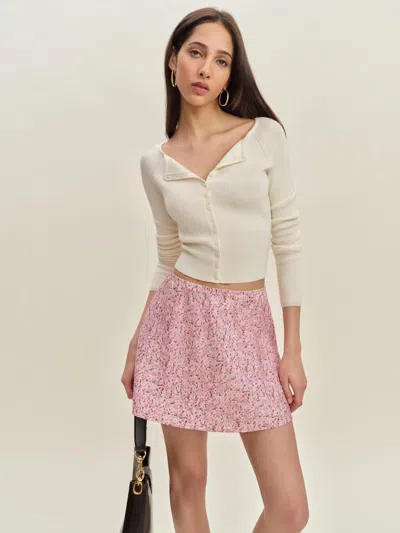 REFORMATION BRANDY LINEN SKIRT PINK XS