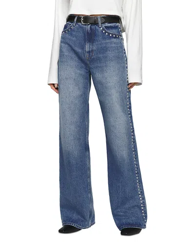 REFORMATION CARY HIGH RISE SLOUCHY JEANS IN CHESAPEAKE STUDDED