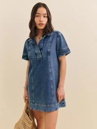 REFORMATION CLARK DENIM MINI DRESS BLUE XS