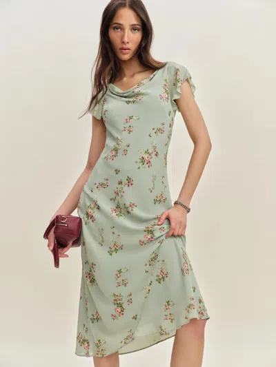 REFORMATION CROSBY DRESS GREEN SMALL