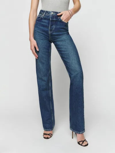 REFORMATION CYNTHIA HIGH RISE STRAIGHT JEANS BLUE DENIM 34