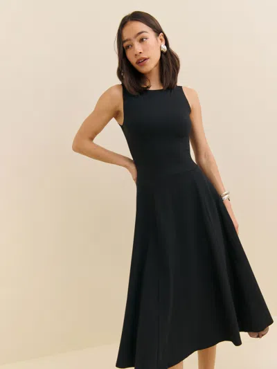 REFORMATION DEVIN KNIT DRESS BLACK MEDIUM