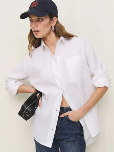 REFORMATION ELI OVERSIZED LINEN SHIRT IVORY XS