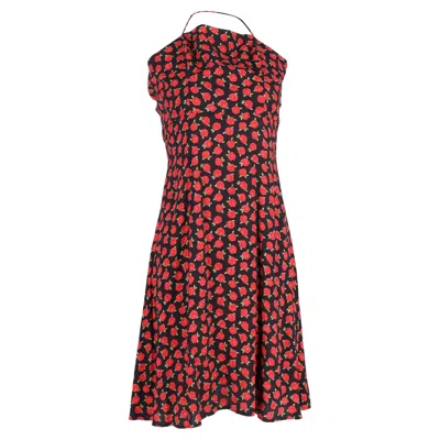 REFORMATION FLORAL DRESS IN RED AND BLACK VISCOSE