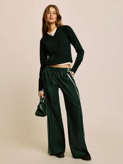 REFORMATION JULIEN POPLIN PANT GREEN XL