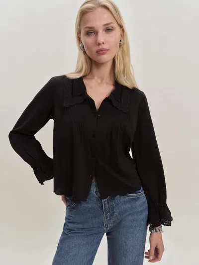 REFORMATION JUNI TOP BLACK SMALL