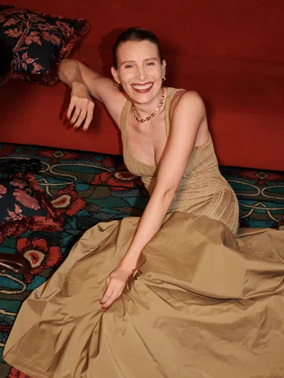 REFORMATION KELLA KNIT DRESS GOLD XL