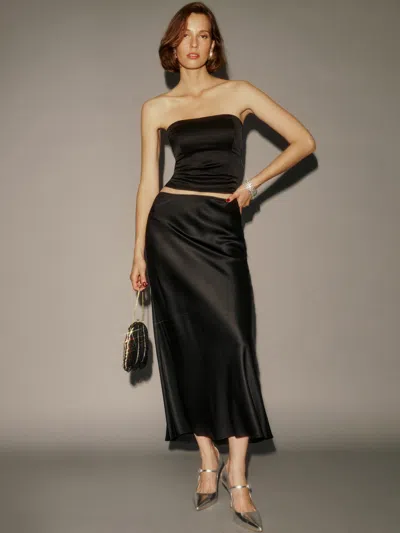 REFORMATION LAYLA SILK SKIRT BLACK 10