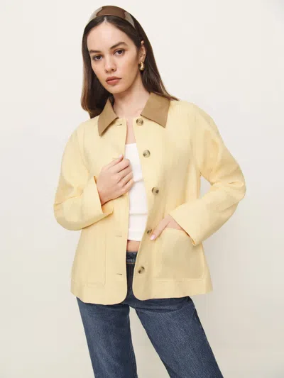 REFORMATION LILA LINEN JACKET YELLOW XS