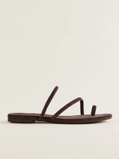 REFORMATION LUDO TOE RING STRAPPY FLAT SANDAL BROWN 9.5