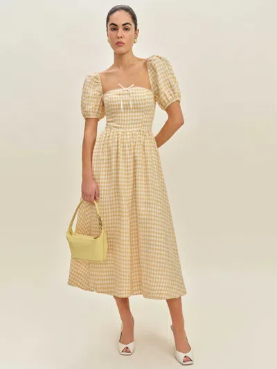 REFORMATION MARELLA LINEN DRESS YELLOW 12