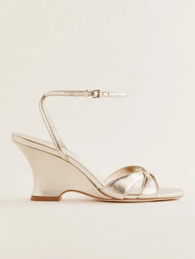 REFORMATION MARGO WEDGE SANDAL GOLD 8.5