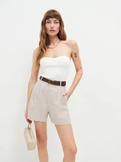 REFORMATION MASON LINEN SHORT NATURAL 10