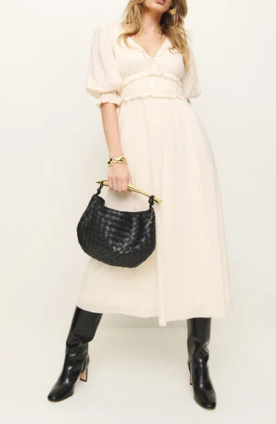 REFORMATION REFORMATION MIRIELLE RUFFLE PUFF SLEEVE ORGANIC COTTON BLEND DRESS