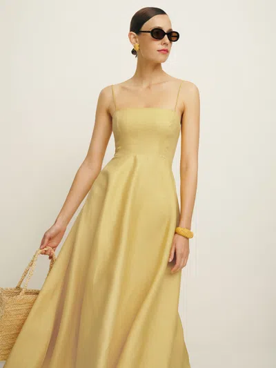 REFORMATION MONETTE LINEN DRESS YELLOW 12