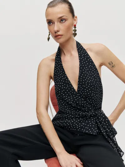 REFORMATION NILA TOP BLACK MEDIUM