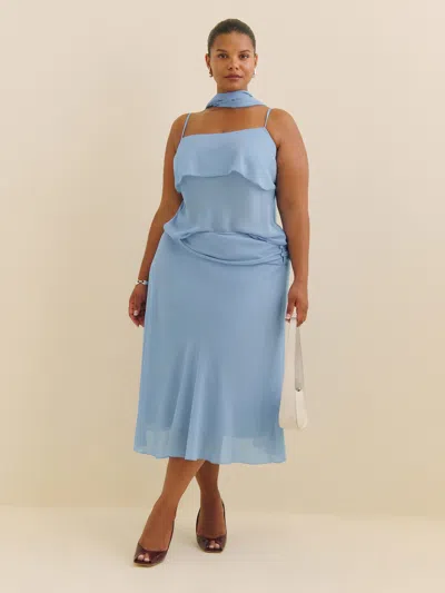 REFORMATION OLIVIA LOW WAIST SKIRT ES BLUE 18