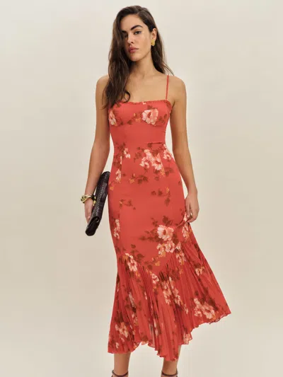 REFORMATION PETITES AIKO DRESS ORANGE 10P