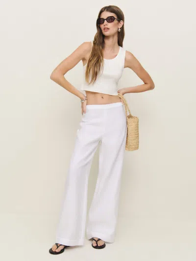 REFORMATION PETITES HALLIE LINEN PANT IVORY 6P