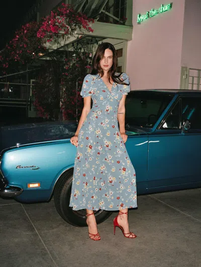 REFORMATION PETITES MICHELLE DRESS BLUE 4P