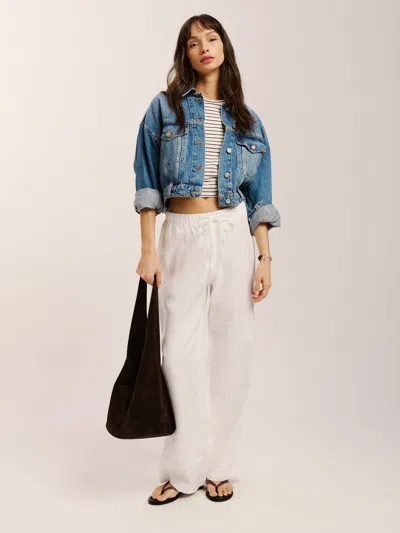 REFORMATION PETITES OLINA LINEN PANT IVORY XSP