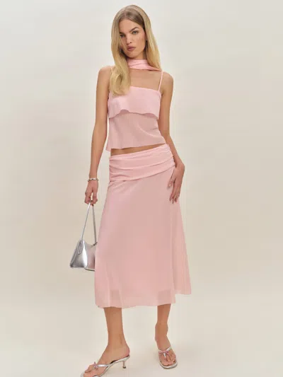 REFORMATION PETITES OLIVIA LOW WAIST SKIRT PINK 10P
