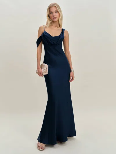 REFORMATION RONDA SILK DRESS BLUE 12